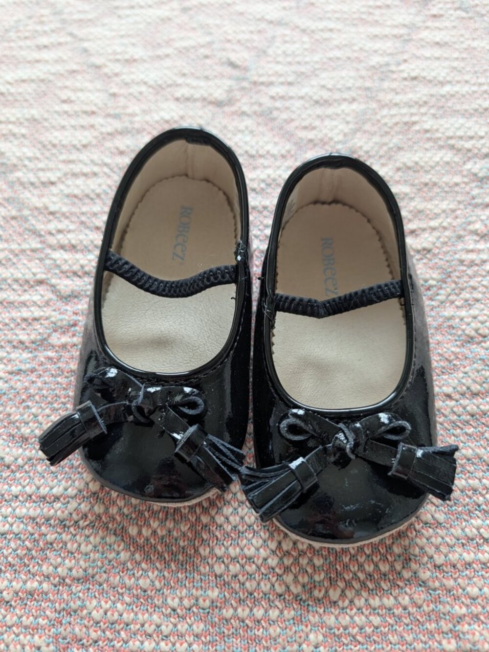 Robeez Toddler Girls Patent Leather Black Dress Shoes Size 18-24m